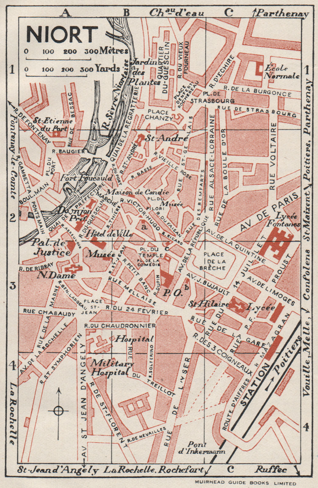 NIORT. Vintage town city map plan. Deux-Sèvres 1926 old vintage chart